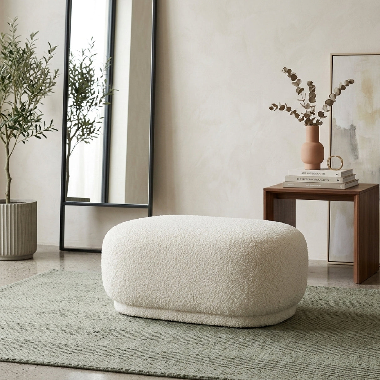 White Sherpa Ottoman | OROA Modern Kael | Oroa.com