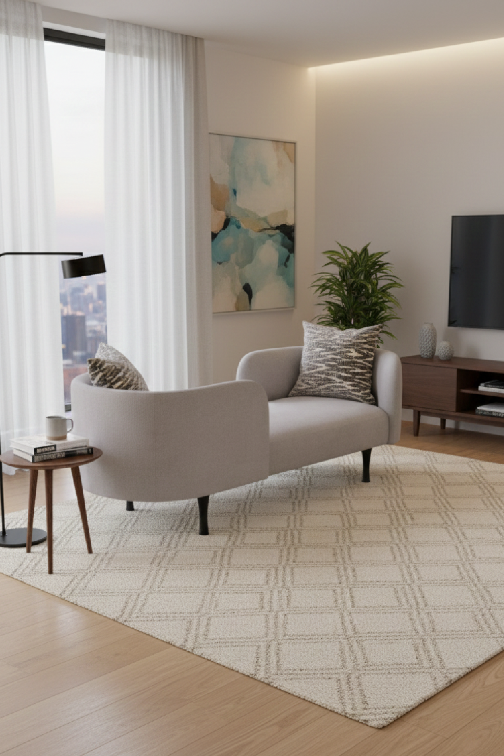 Gray 2-Seater Chaise Lounge – Jamie – angled view