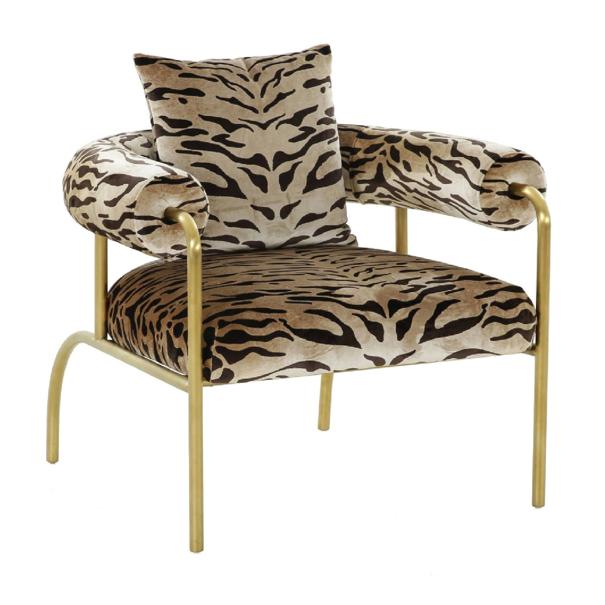 Gold Zebra Print Accent Chair – Kola – front view