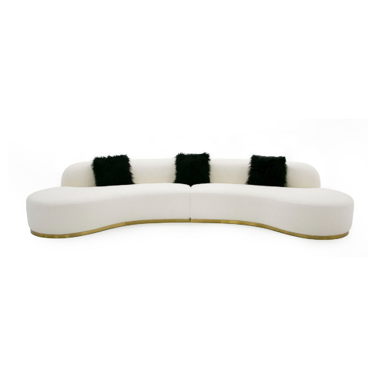 White Curved Sofa with Black Pillows | Oroa.com