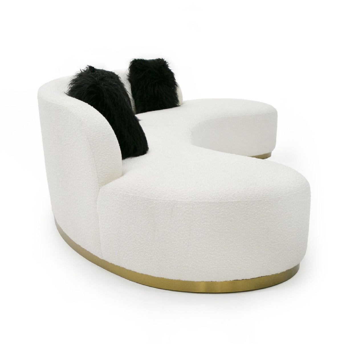 White Curved Sofa with Black Pillows – Frontier – alternate view 5