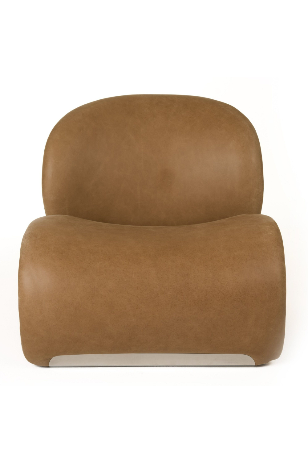 Curved Brown Leather Accent Chair | Oroa.com