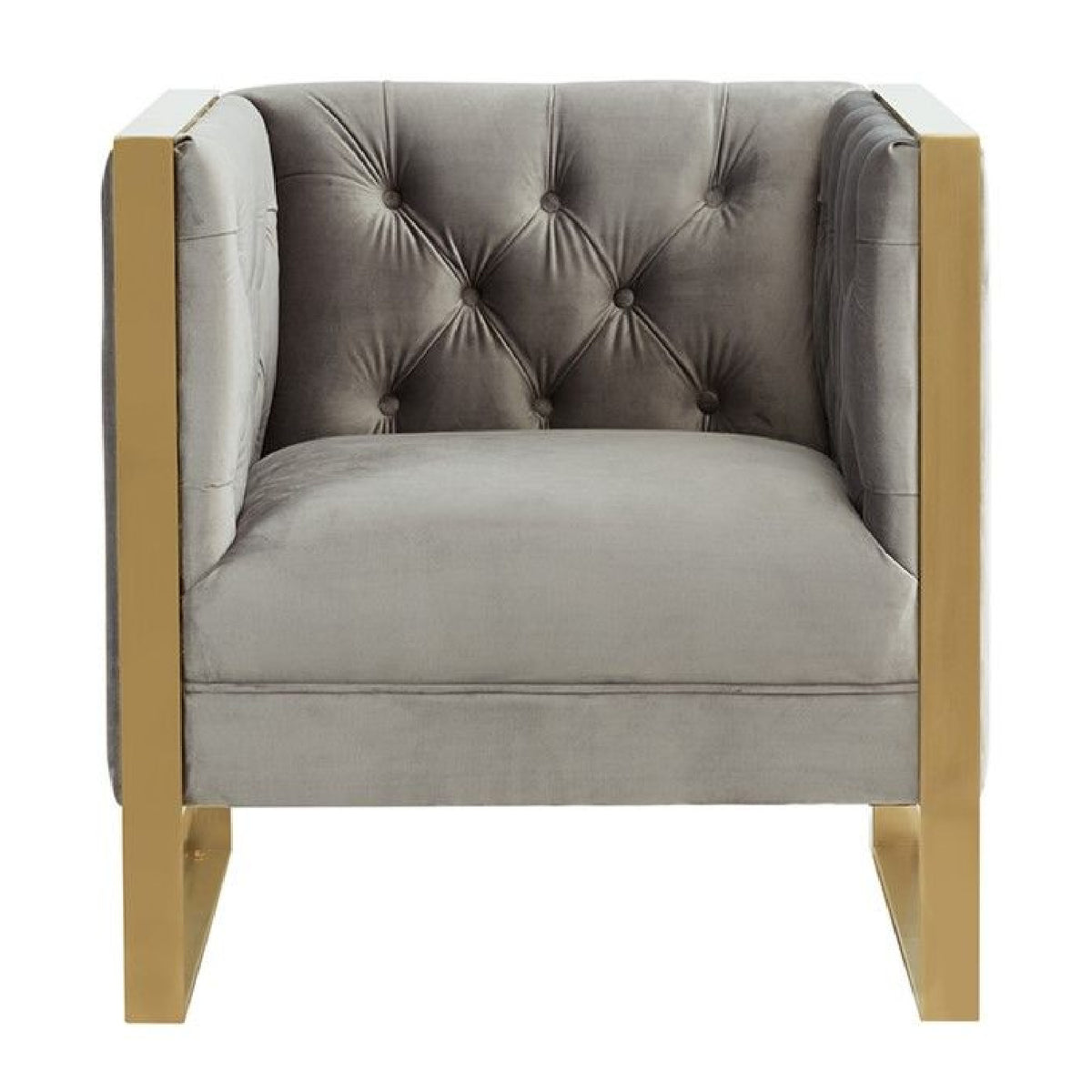 Tufted Gray Velvet Accent Chair | OROA Modern Carlos