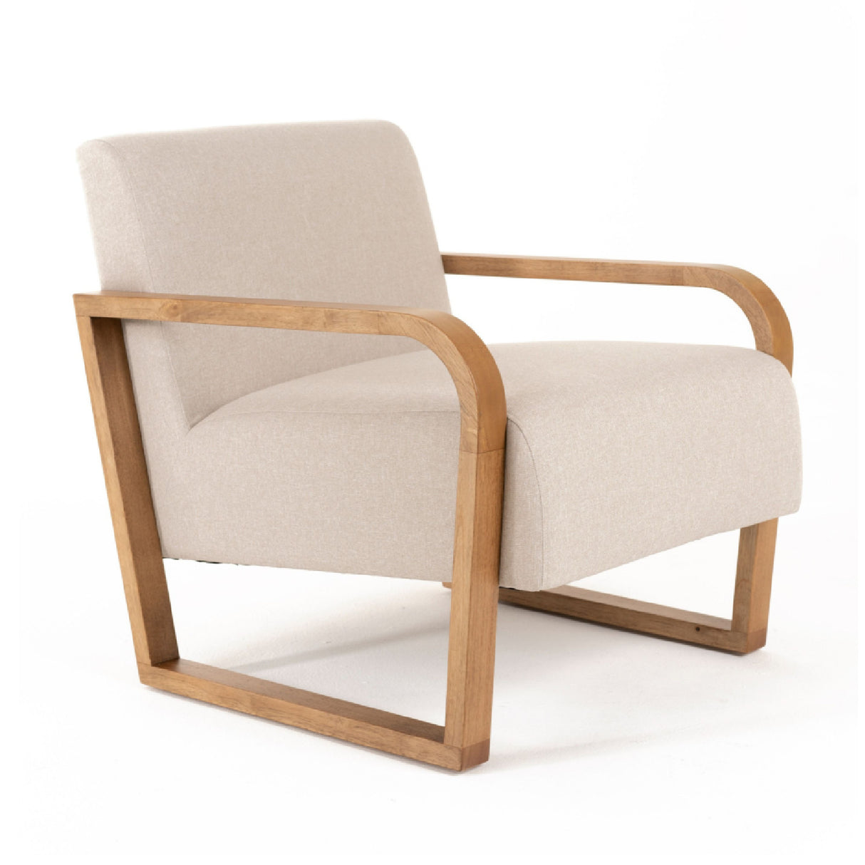 Beige Linen Accent Chair – Sada – front view