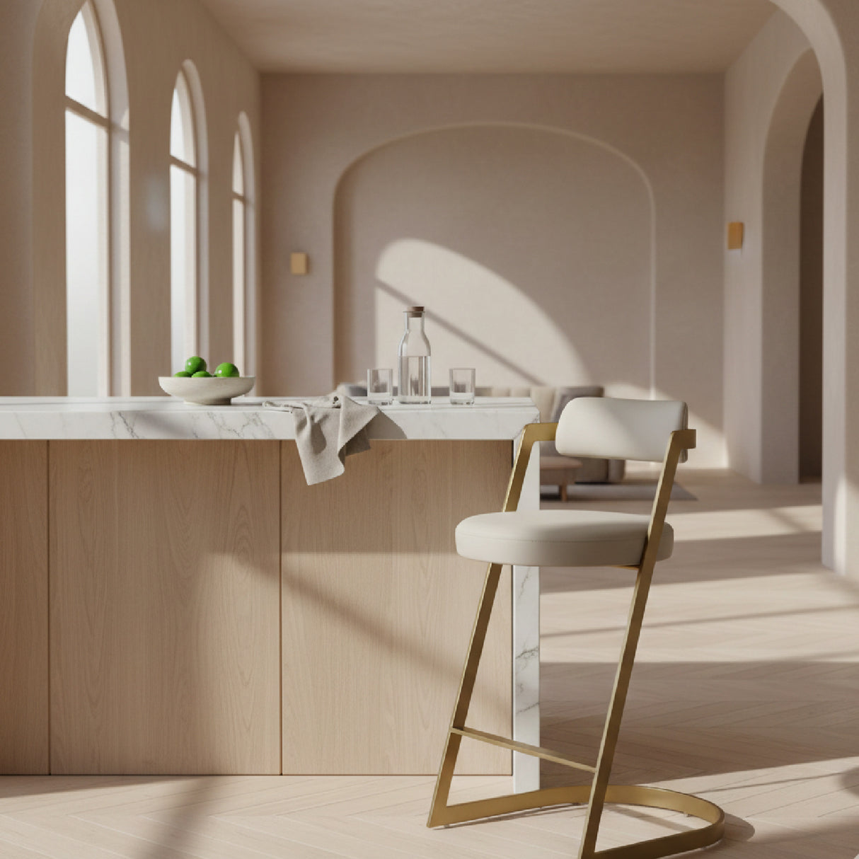 Gold Framed Cantilevered Counter Stool | Oroa.com