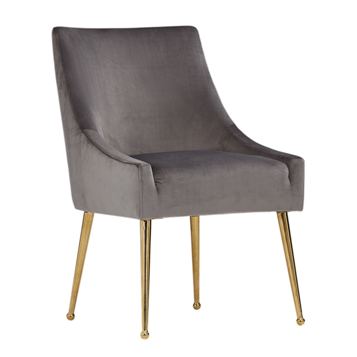 Gray Velvet & Gold Dining Chairs (2) | OROA Modern Castana