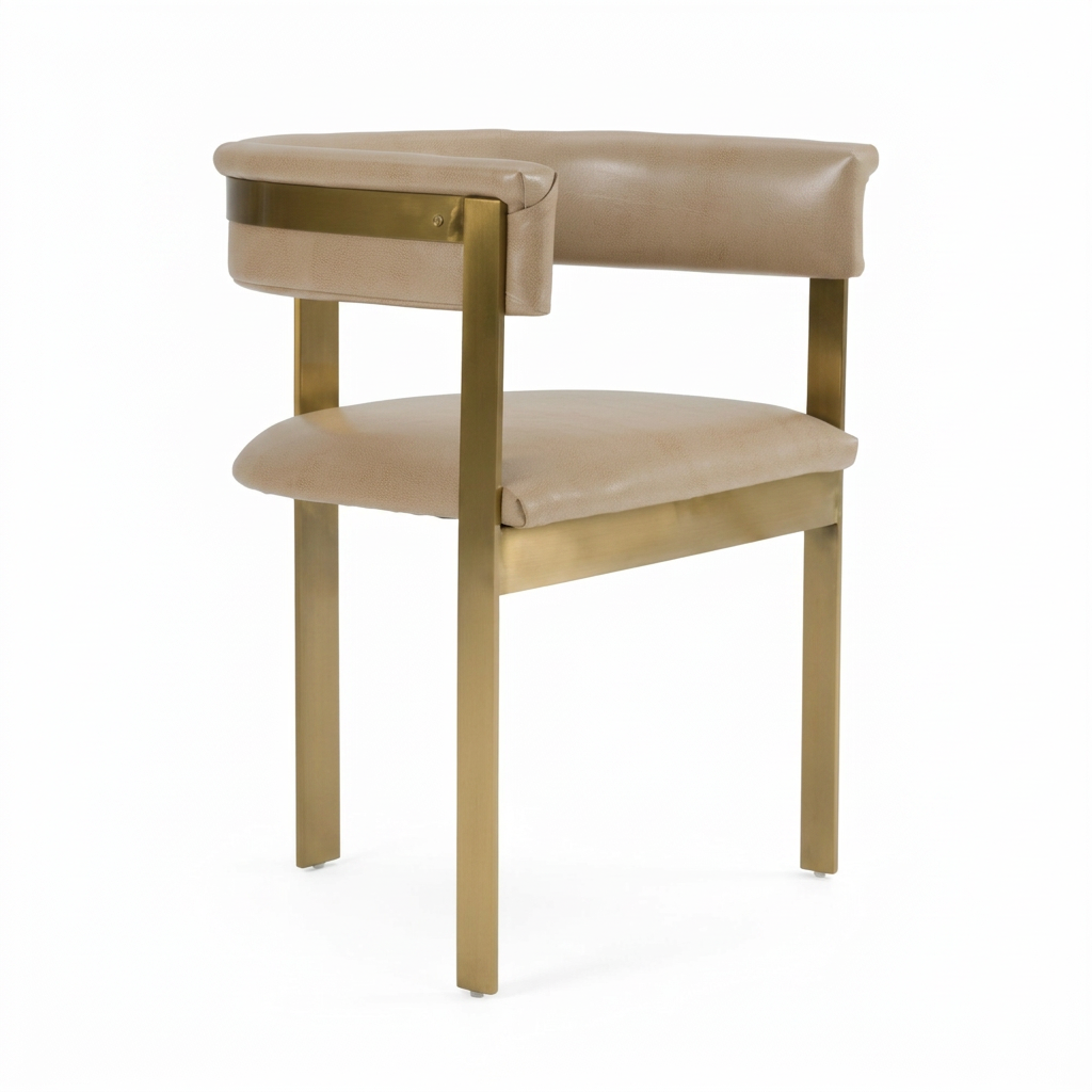 Brown Leather Curved Dining Chair | OROA Modern Boswell | Oroa.com