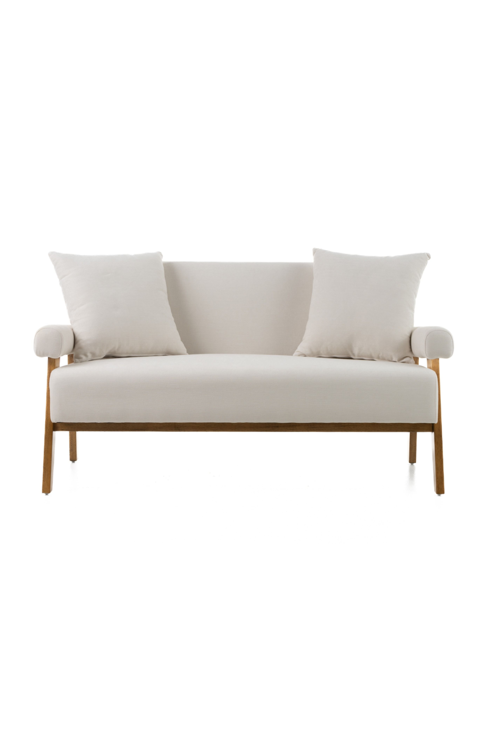 White Fabric Loveseat – Cynthia – front view
