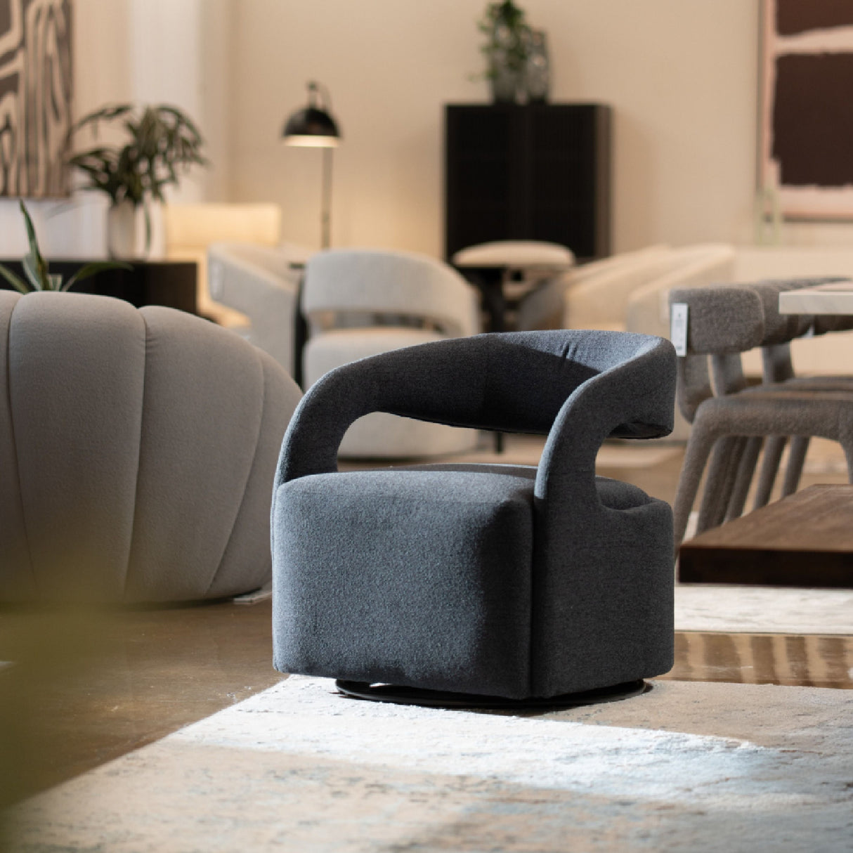 Dark Split-Back Swivel Chair – Dowsett – angled view