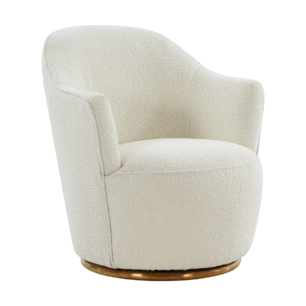 White Sherpa Swivel Accent Chair – Vera – front view