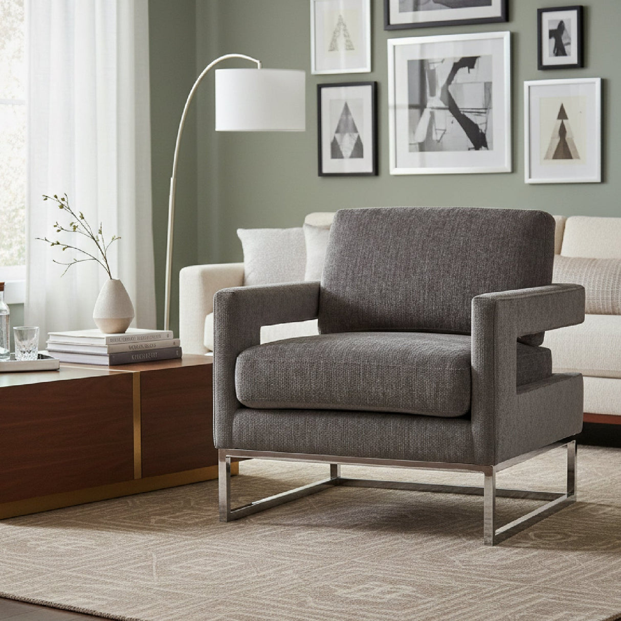 Velvet Accent Chair – Edna – angled view