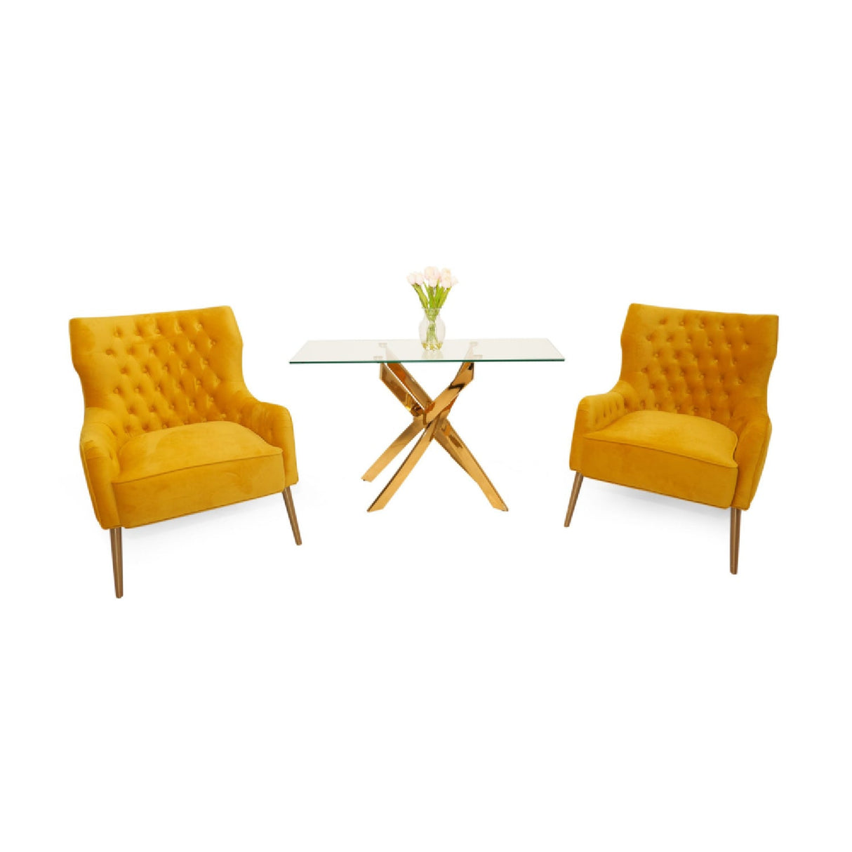 Yellow Velvet Tufted Accent Chair | OROA Modern Everly | Oroa.com