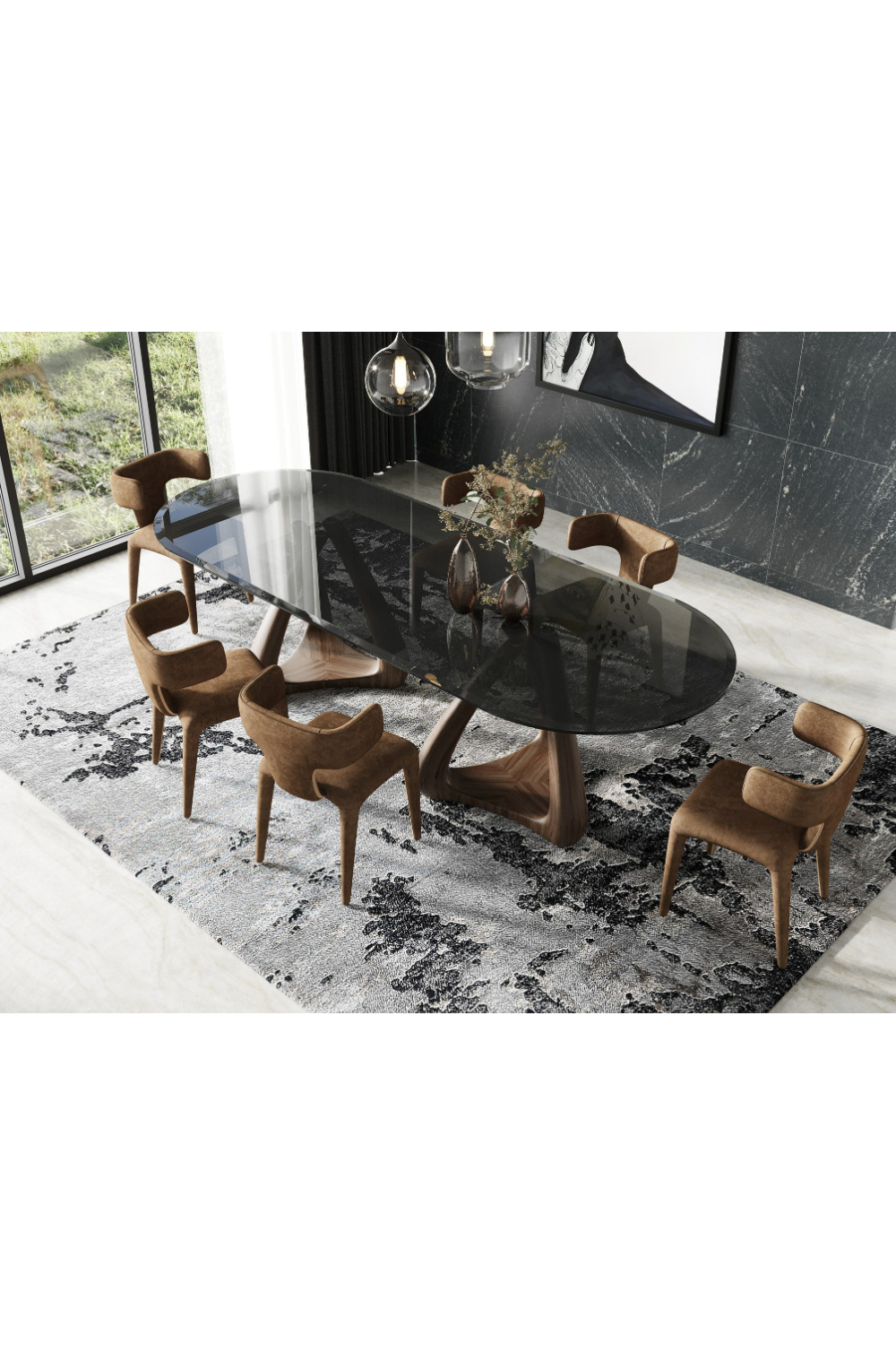 Gray Glass Oval Dining Table | OROA Modern Christine | Oroa.com