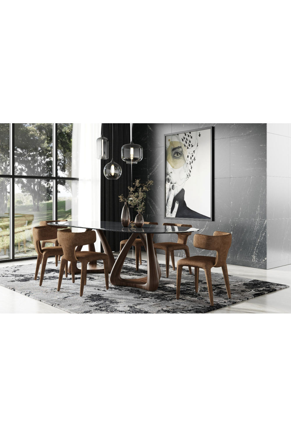 Gray Glass Oval Dining Table | OROA Modern Christine | Oroa.com