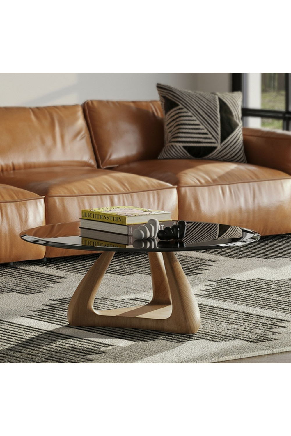 Round Gray Glass Coffee Table | Oroa.com