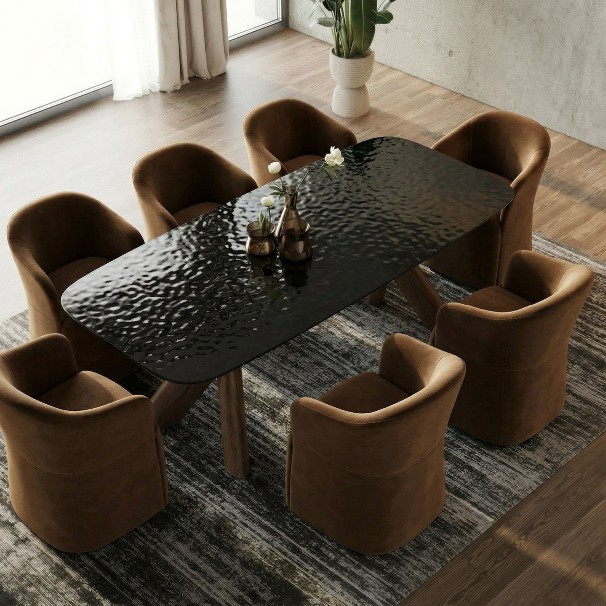 Modern European furniture - Gray Glass Dining Table - www.oroa.com
