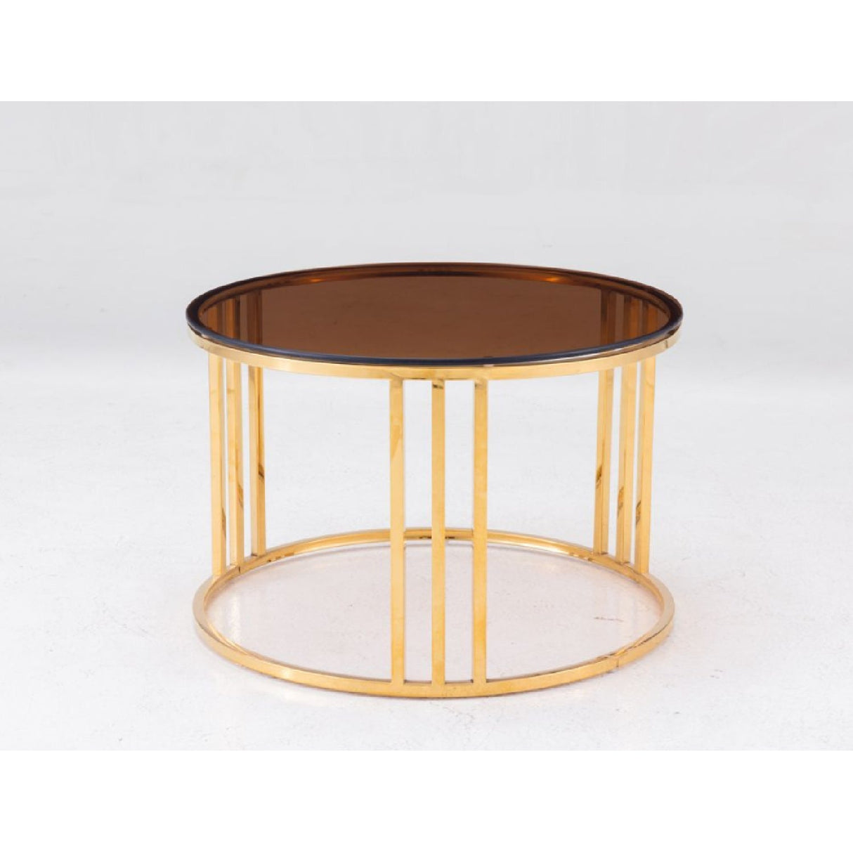 Gold Glass Round End Table – Alondra – side view