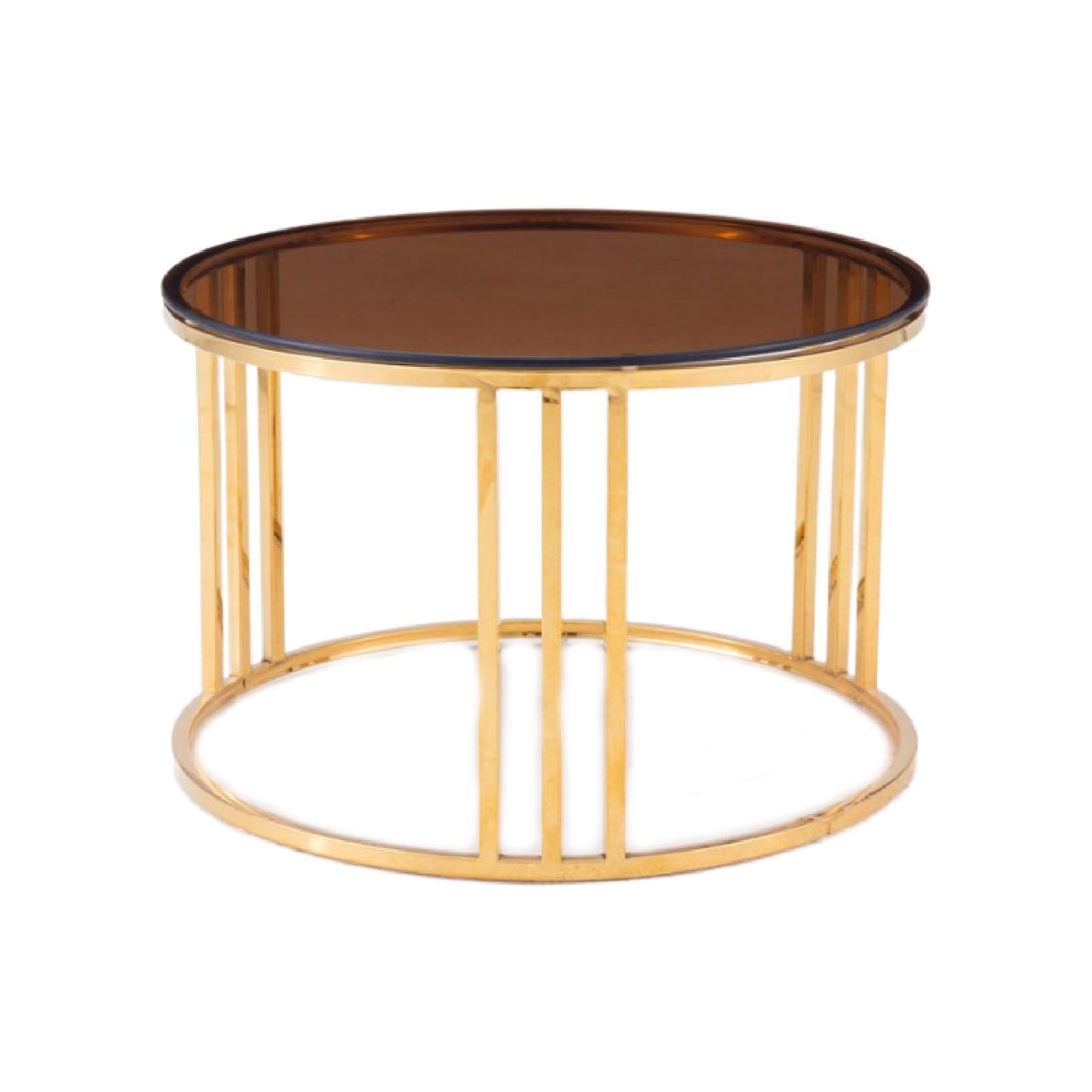 Gold Glass Round End Table – Alondra – front view