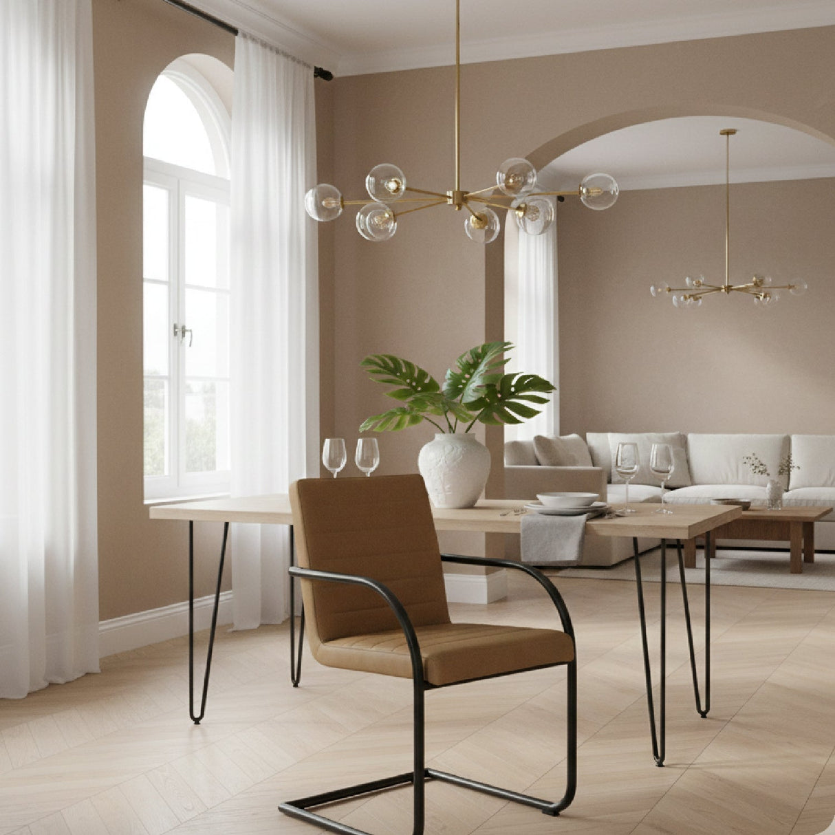 Vegan Leather Cantilevered Dining Chair – Ivey – angled view