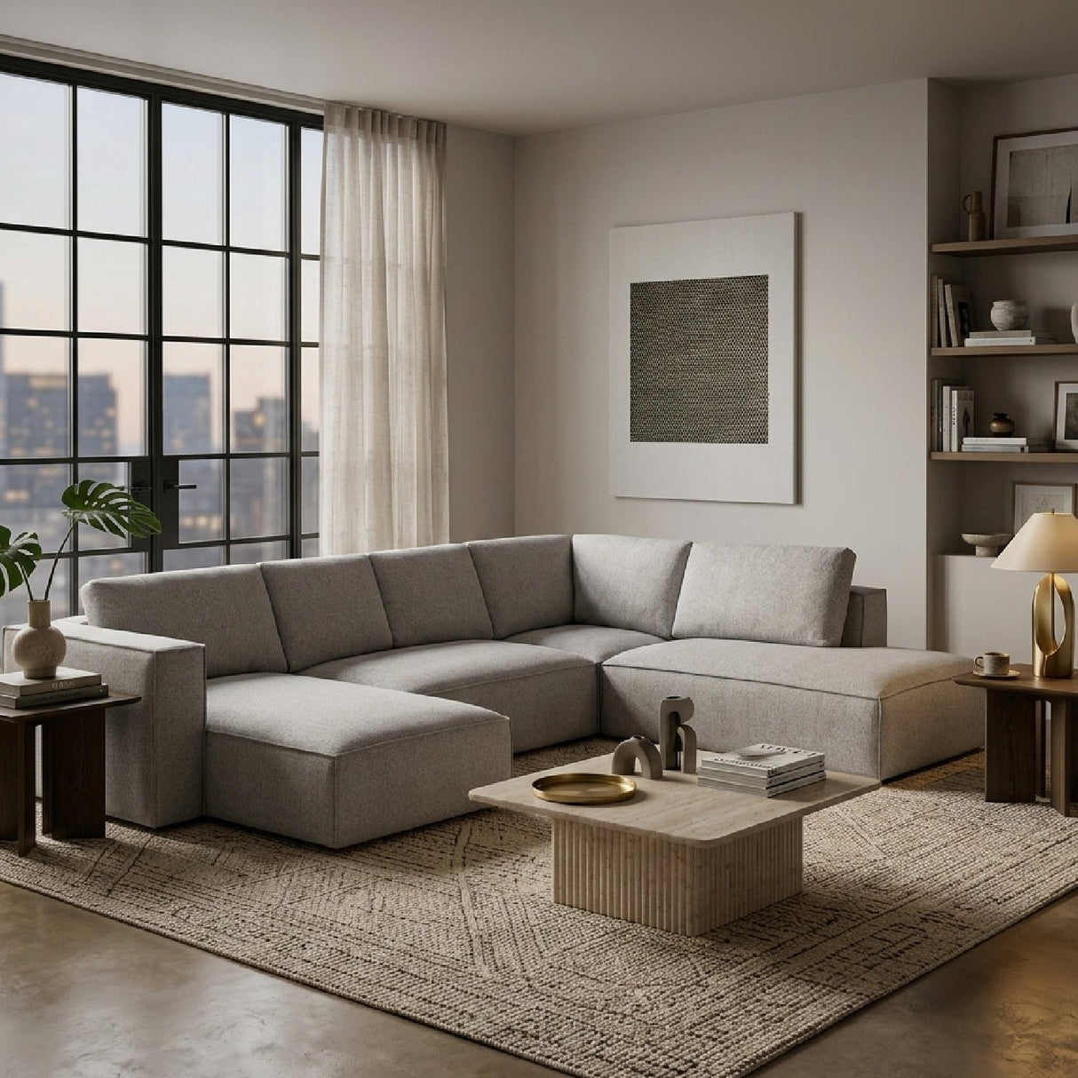Gray Modular Chaise Sofa – Lulu – angled view