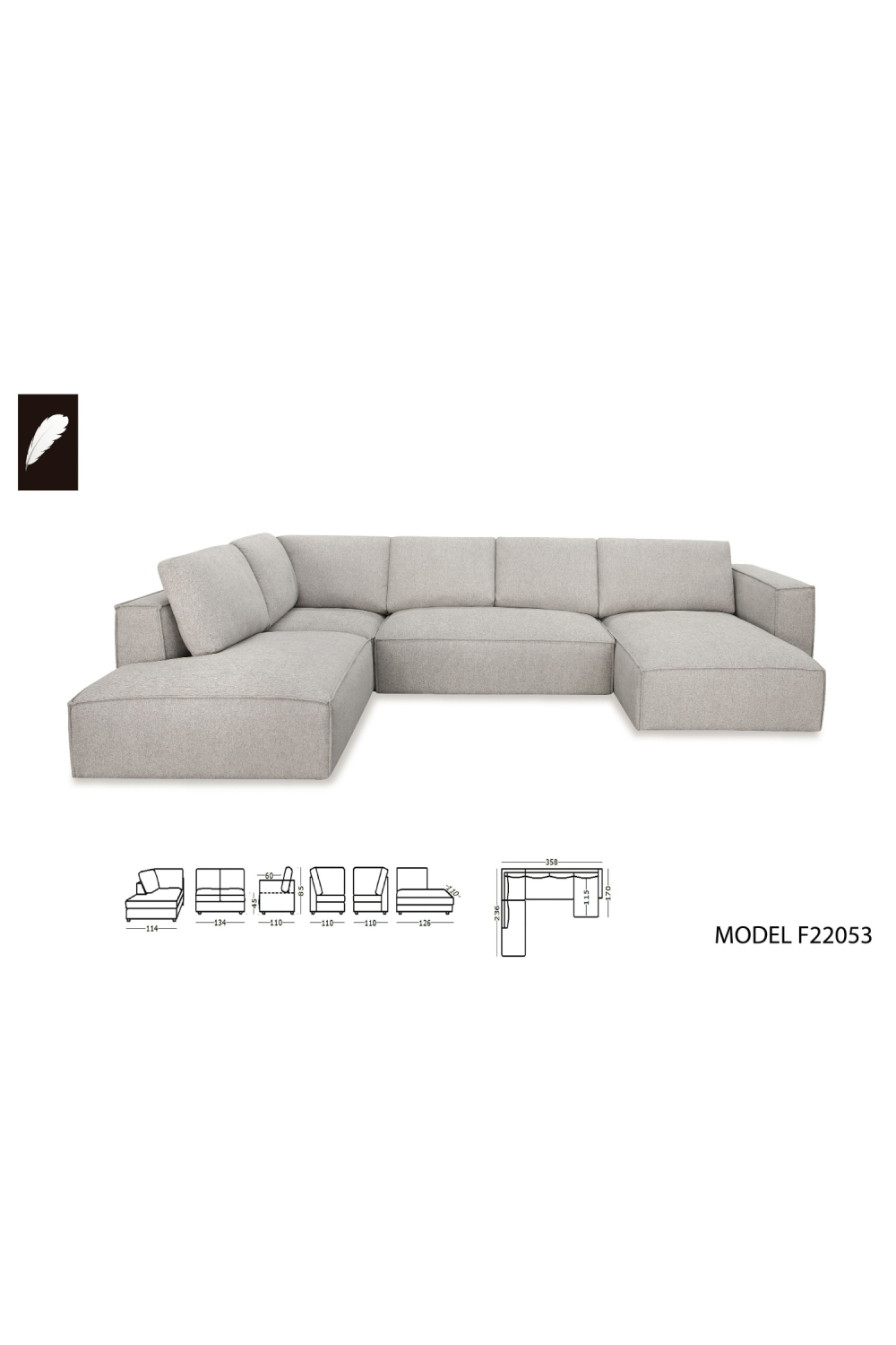 Gray Modular Chaise Sofa | OROA Modern Lulu | Oroa.com