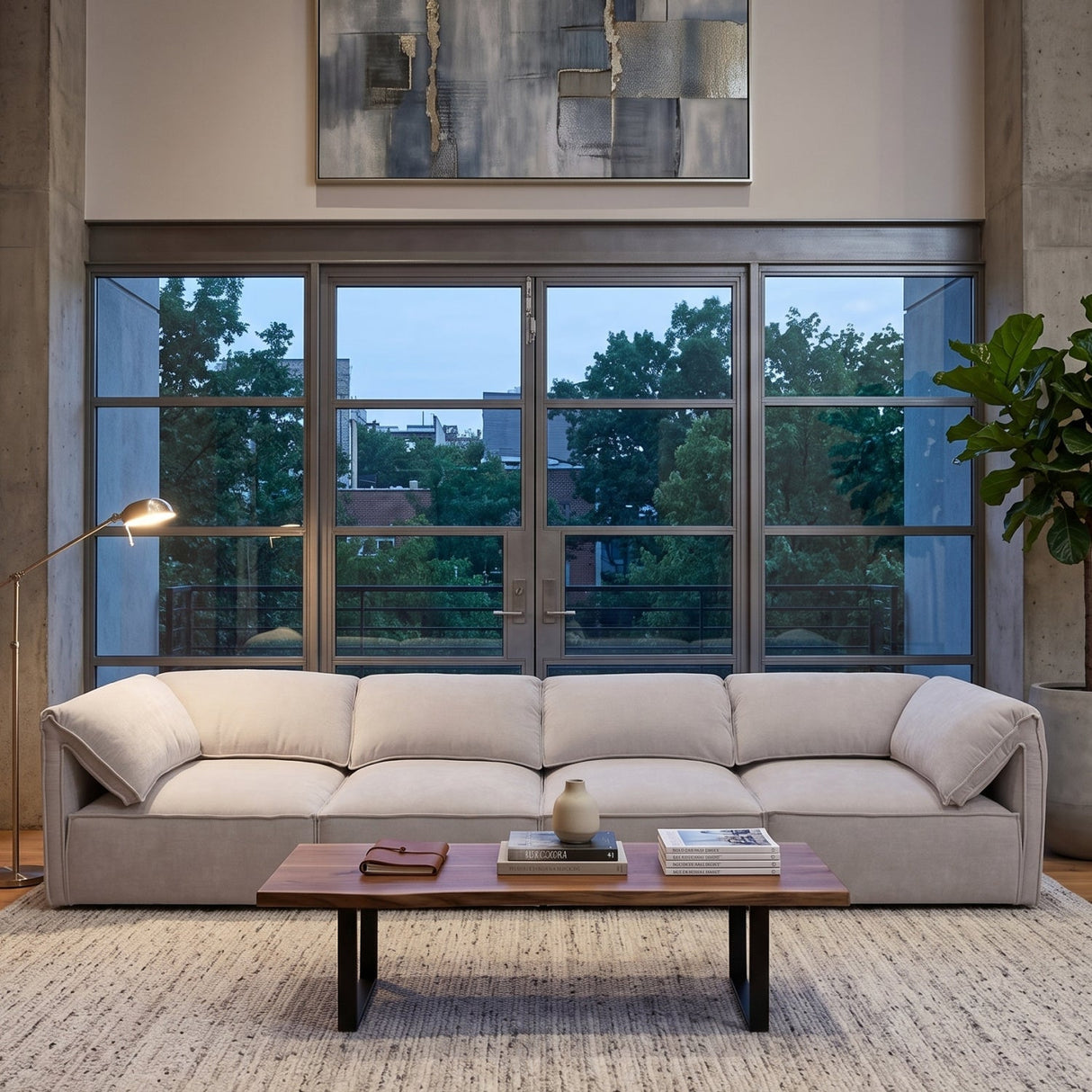 Modern European furniture - Gray Fabric Sectional Sofa - www.oroa.com
