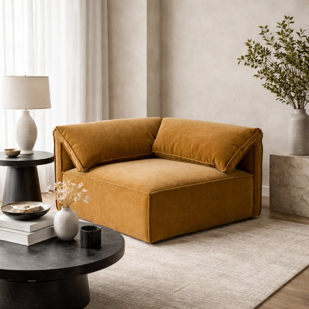Orange Modular Corner Sofa – Gene – angled view