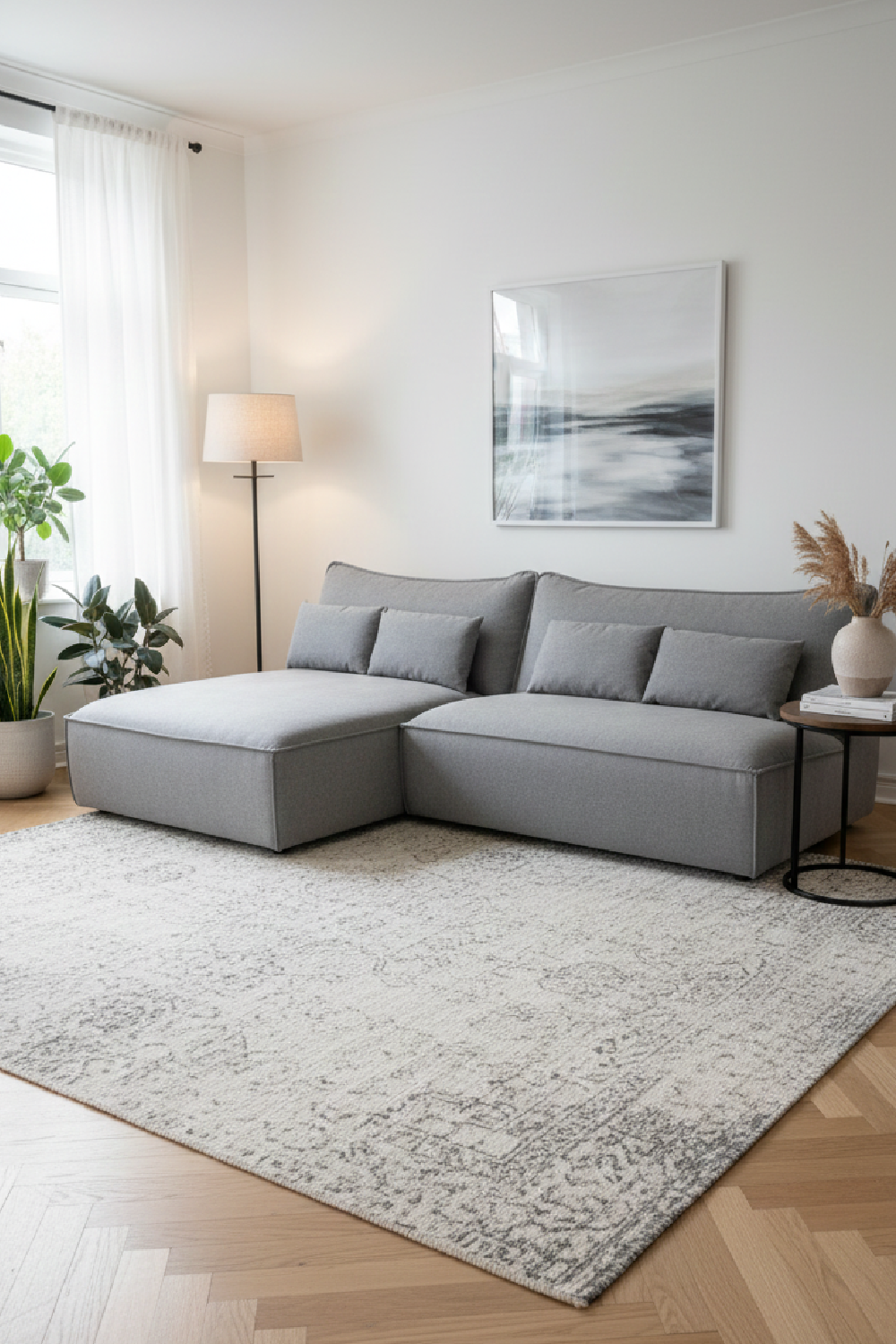 Gray Fabric Modular Sectional Sofa – Racine – angled view