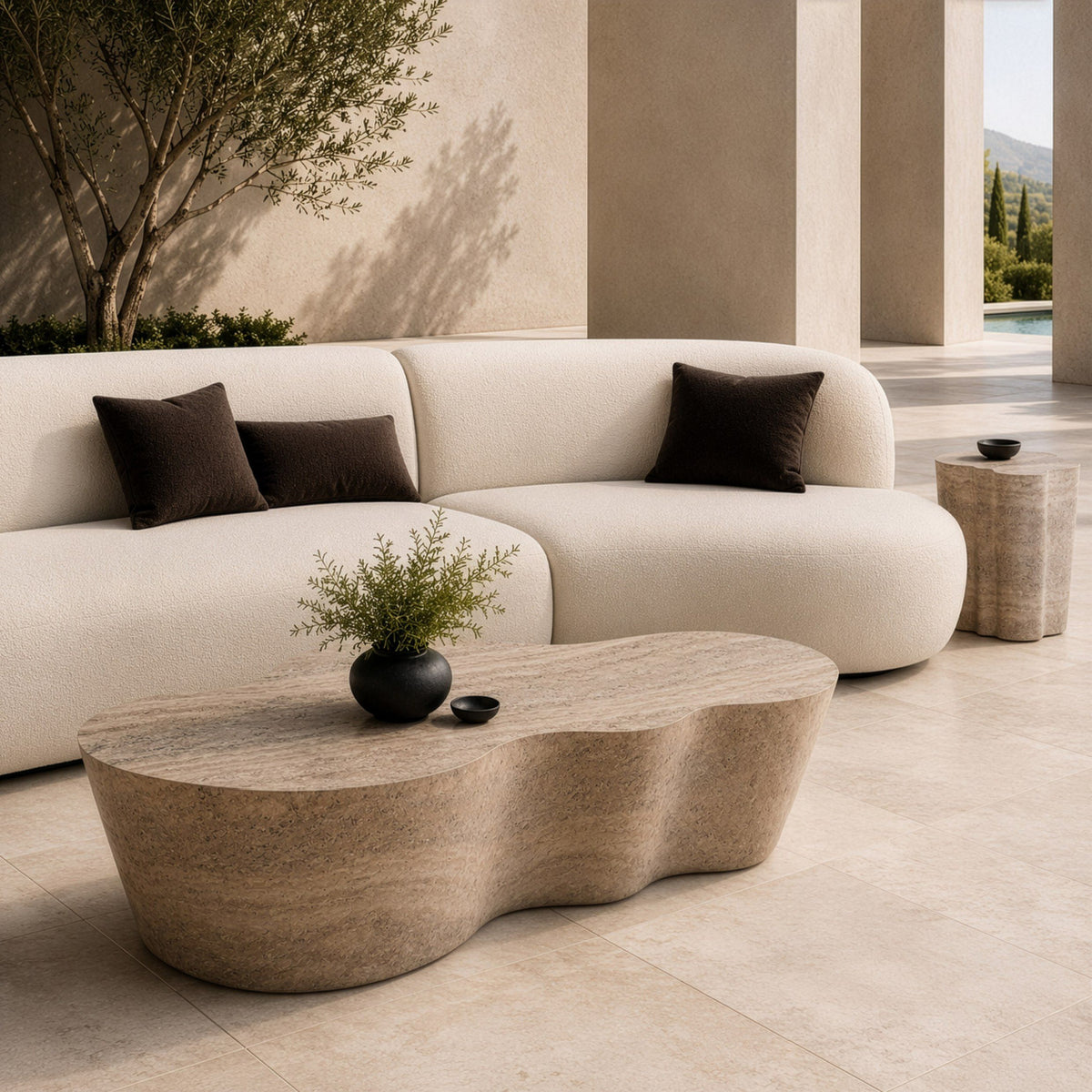 Travertine Concrete Coffee Table | OROA Modern Meru