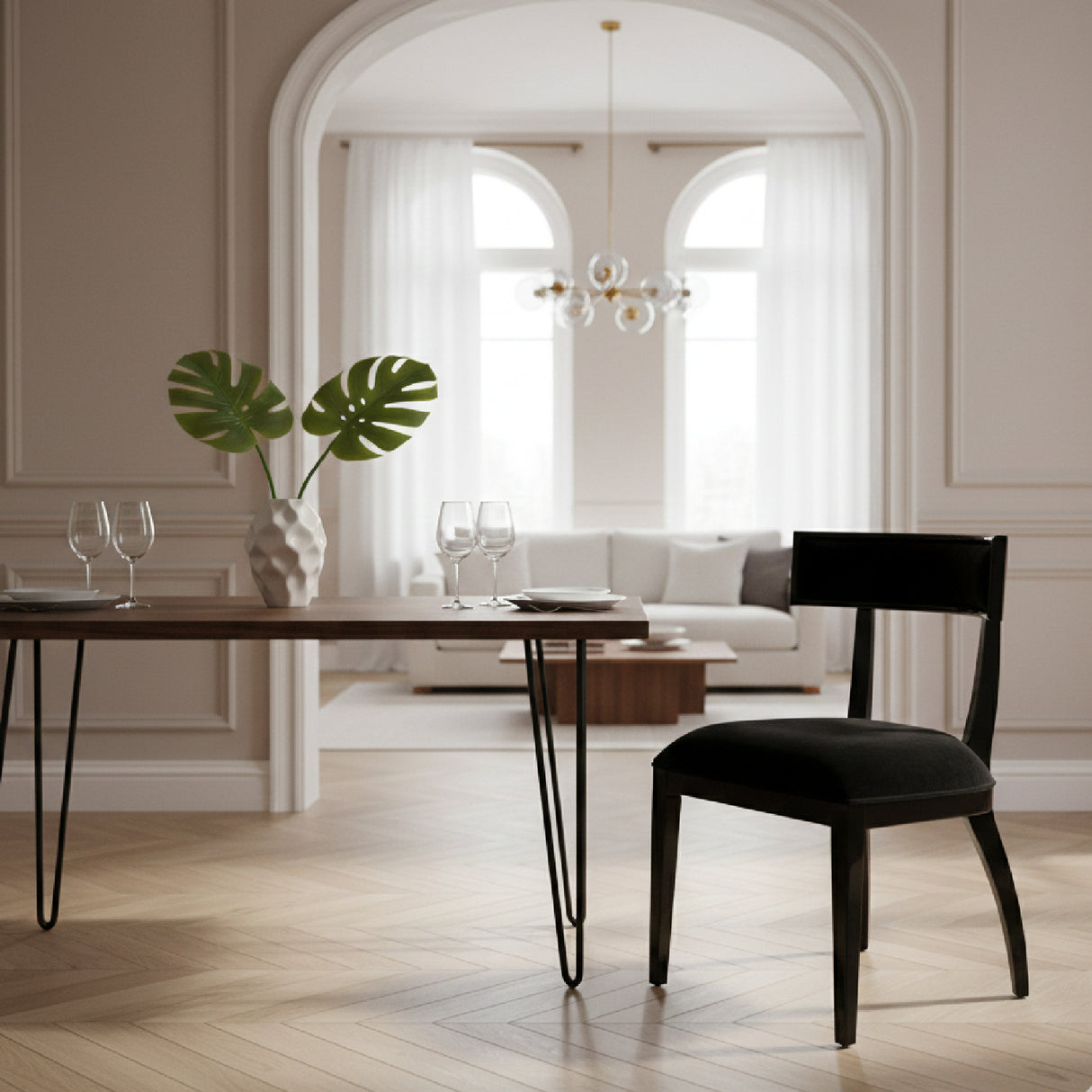 Black Dining Chair Set (2) – Alek – angled view