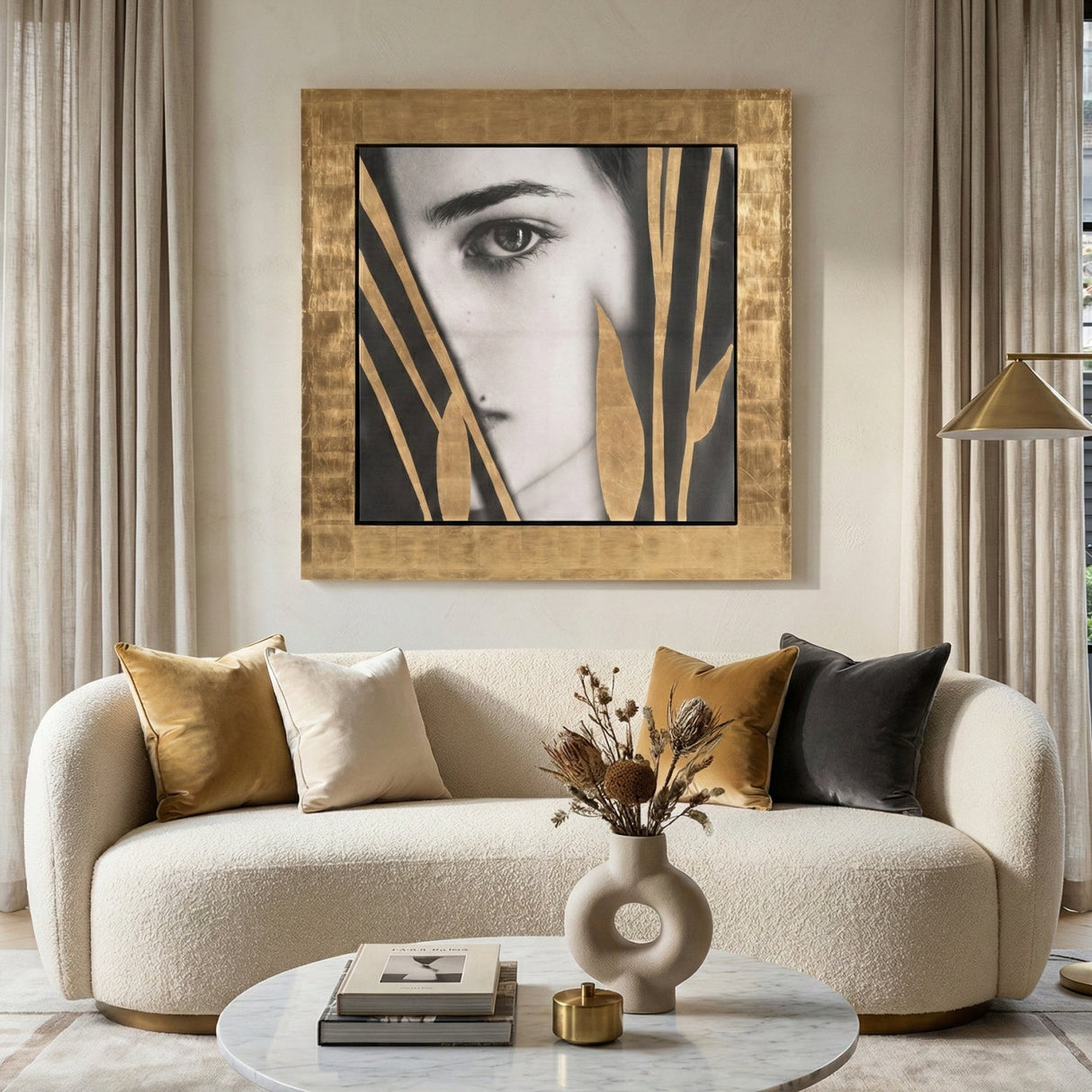 Gold Framed Painting – Kubia – angled view