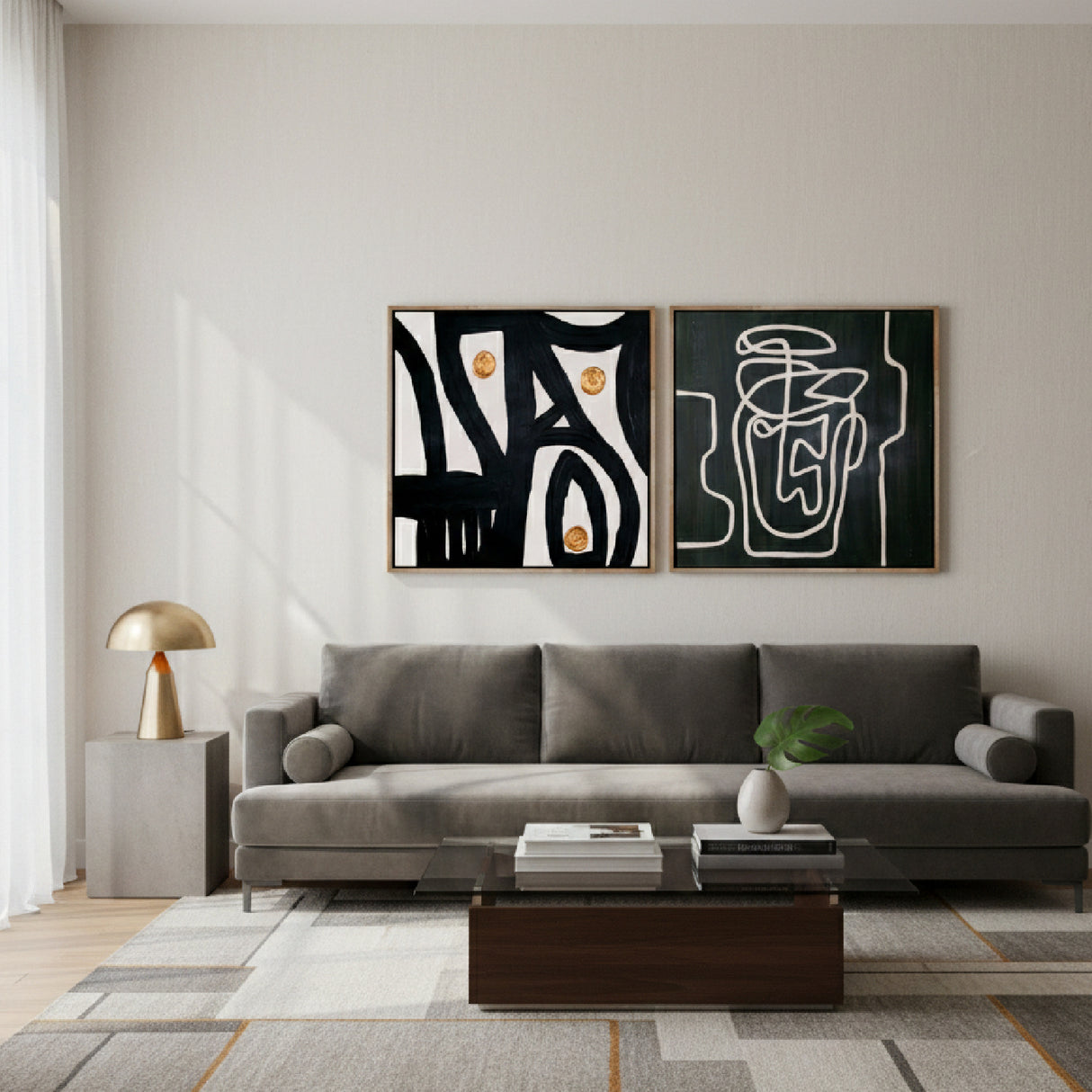 Abstract Line Painting Set (2) – Burste – angled view