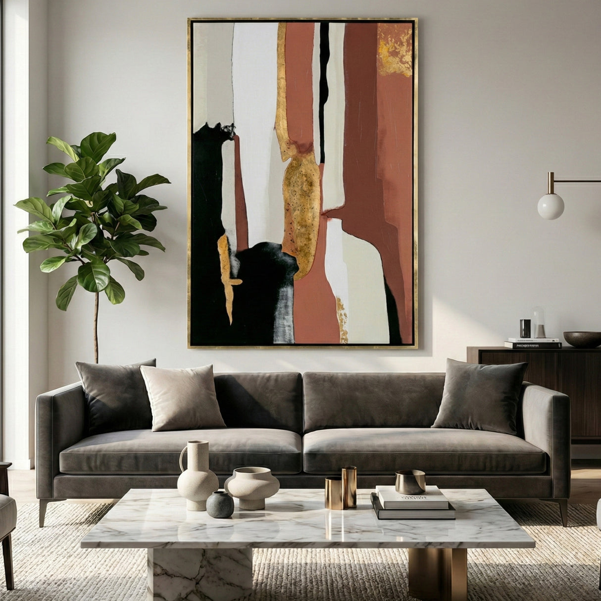 Gold Accented Abstract Painting | OROA Modern Tayde