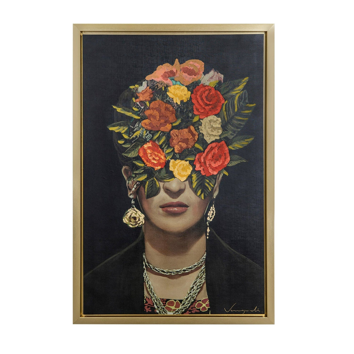 Floral Female Portrait Painting 47" x 71" – Khalo – front view