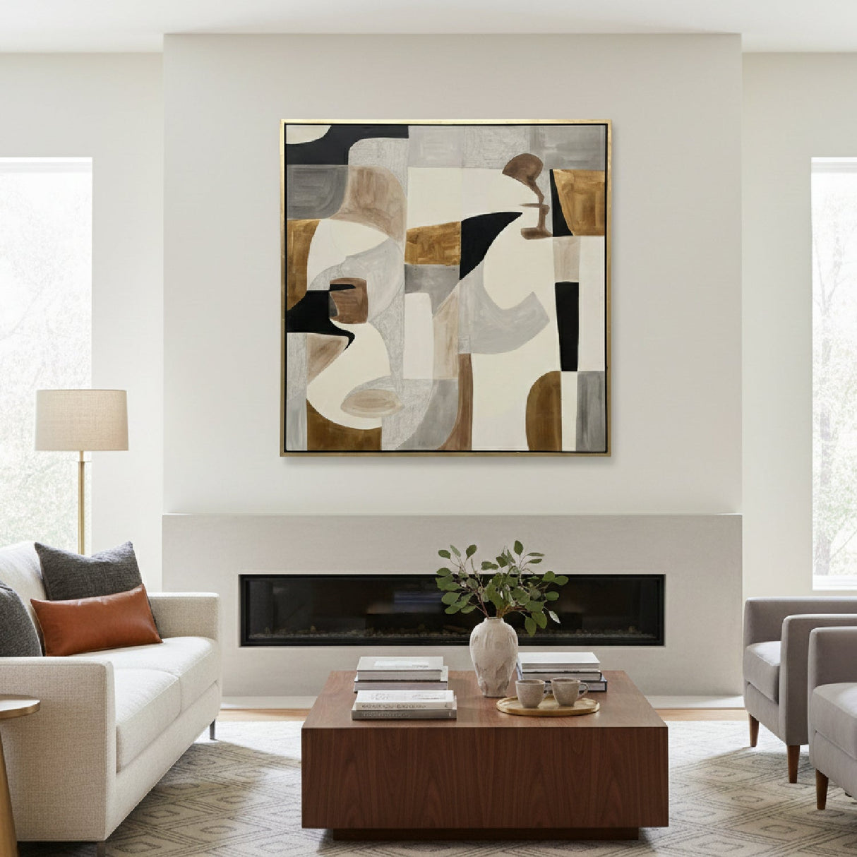 Abstract Multicolored Painting 59" x 59" – Ain – angled view