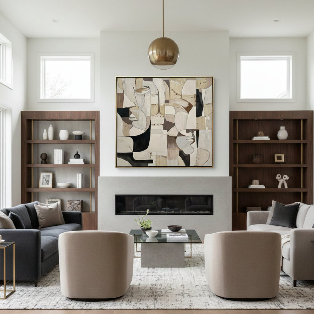 Abstract Contemporary Painting 71" x 71" – Links – angled view
