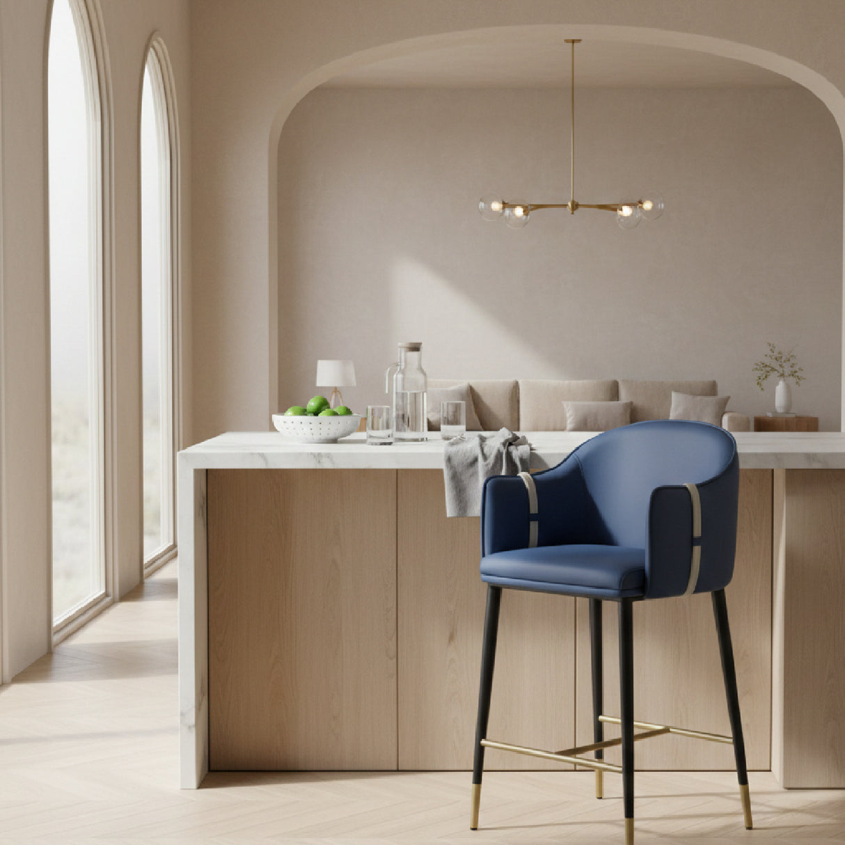 Vegan Leather Counter Chair – Calder – angled view