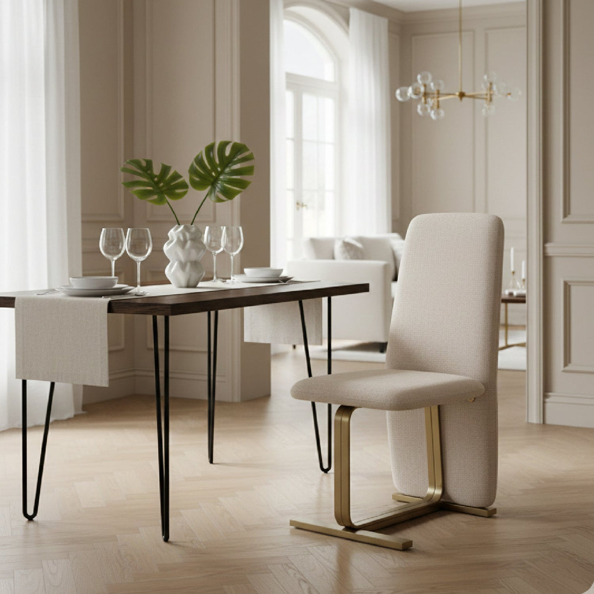 Linen Upholstered Dining Chair Set (2) – Tasha – alternate view 11