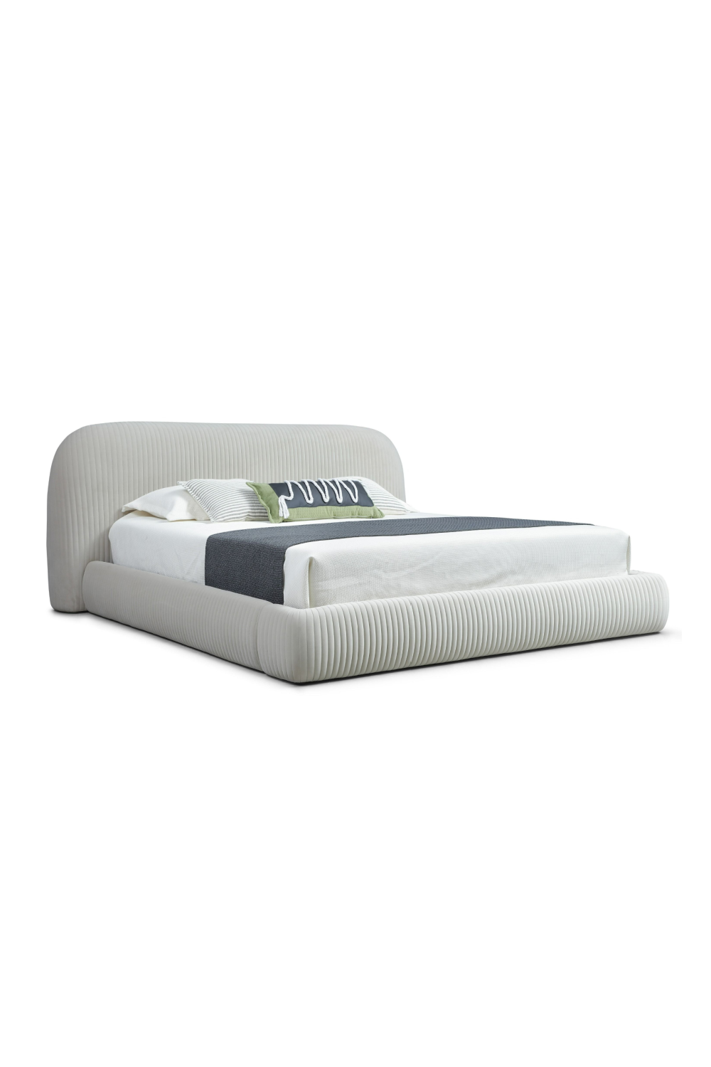 White Fluted Fabric Bed | OROA Modern Hortman | Oroa.com