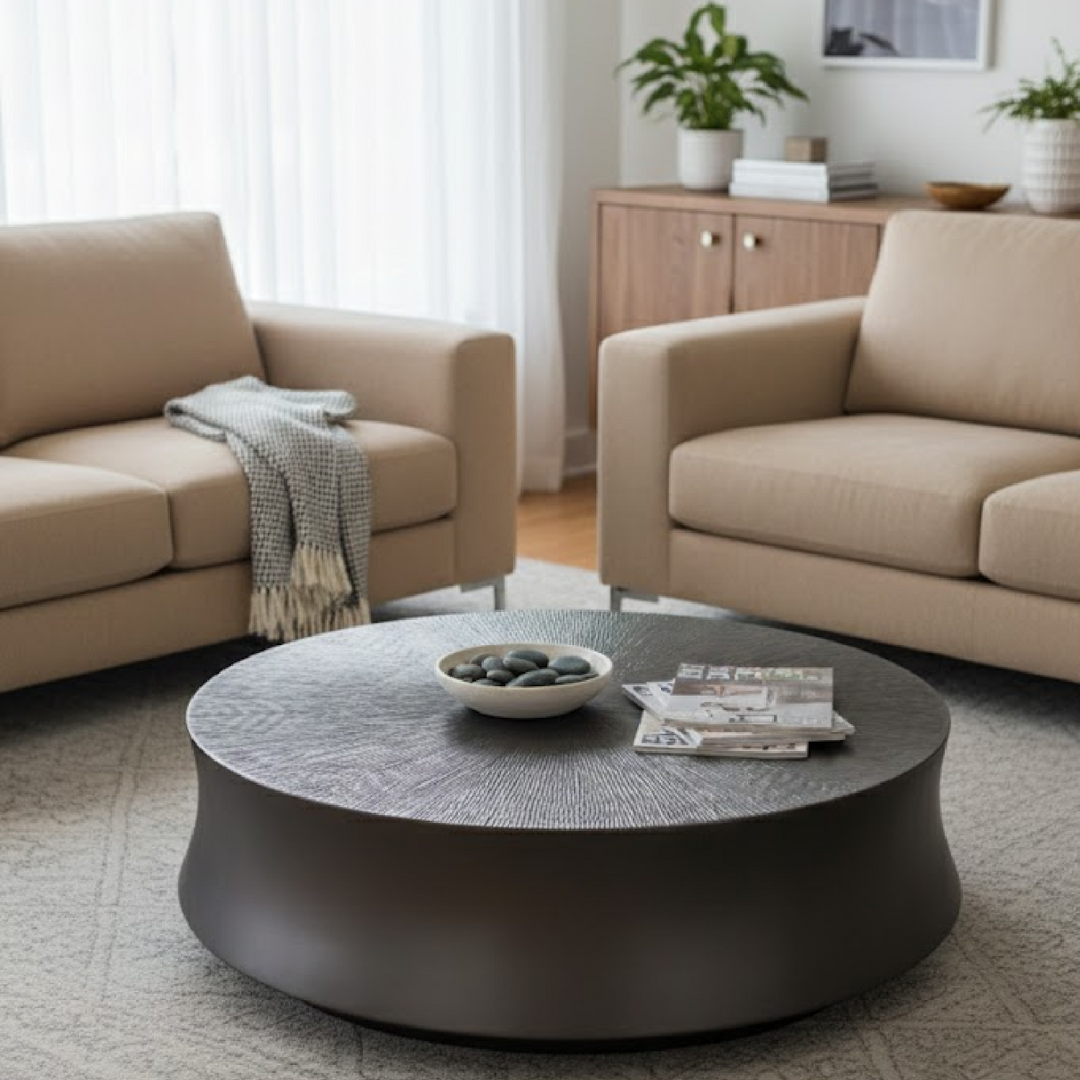 Antique Gray Round Coffee Table | OROA Modern Airdrie | Oroa.com
