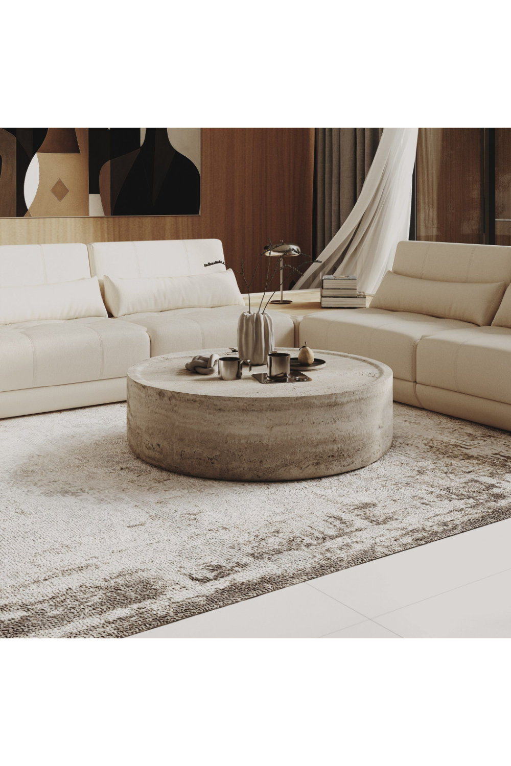 Round Travertine Coffee Table | OROA Modern Cozad | Oroa.com