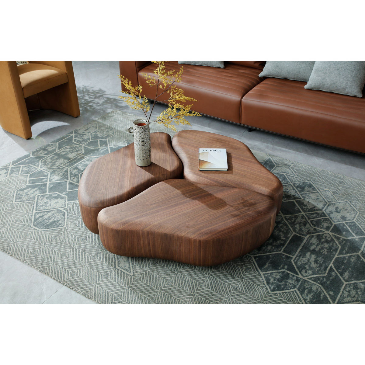 Walnut 3-Piece Coffee Table | OROA Modern Gimbal