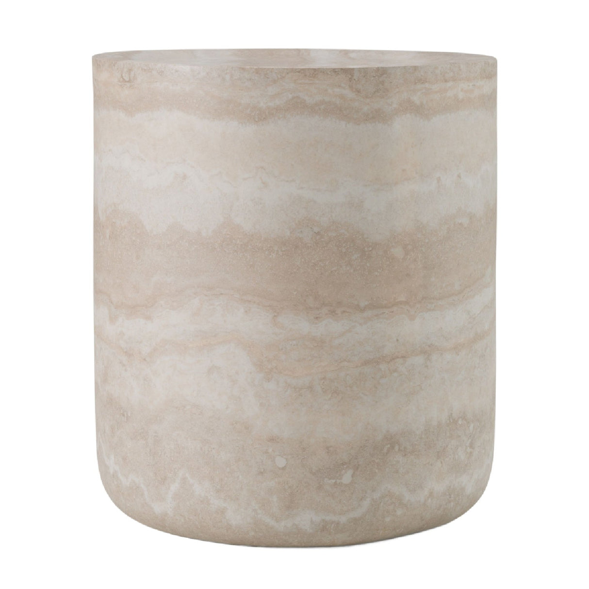 Round Travertine End Table – Cozad – front view
