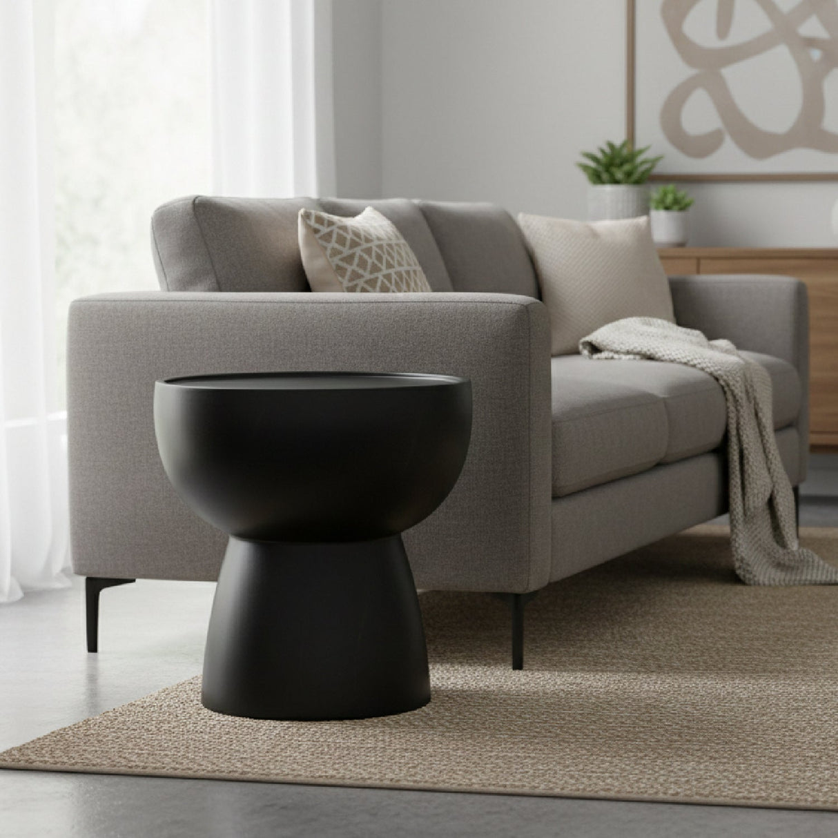 Black Fiberglass End Table – Akron – angled view