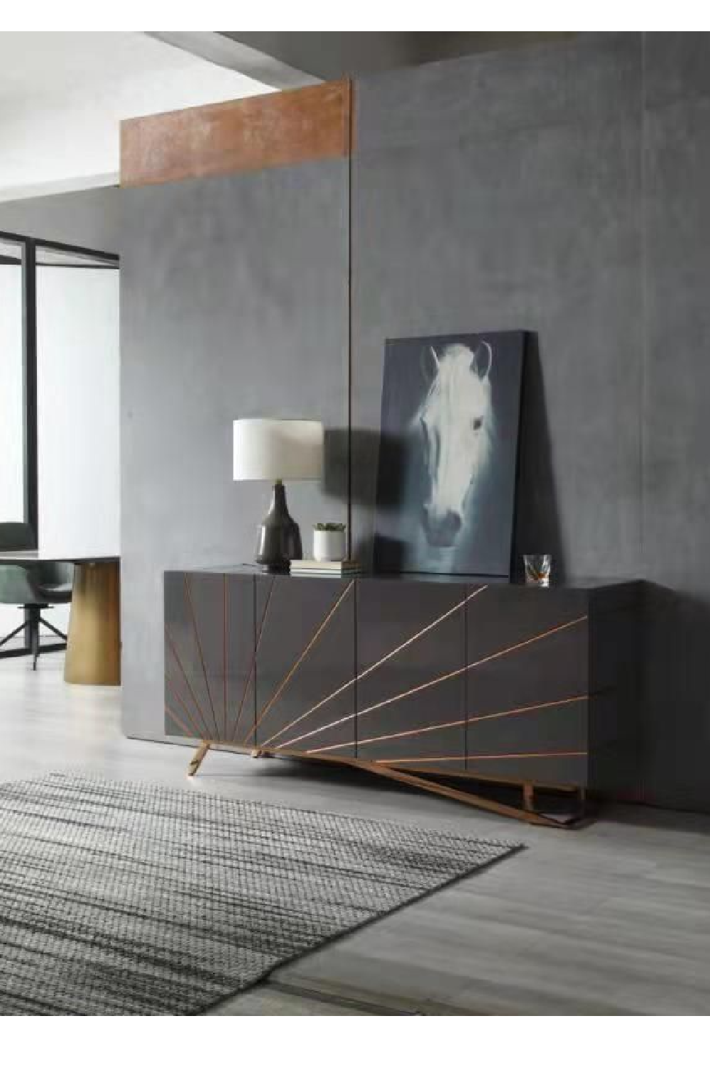 Rose Gold Inlaid 4-Door Sideboard | Oroa.com