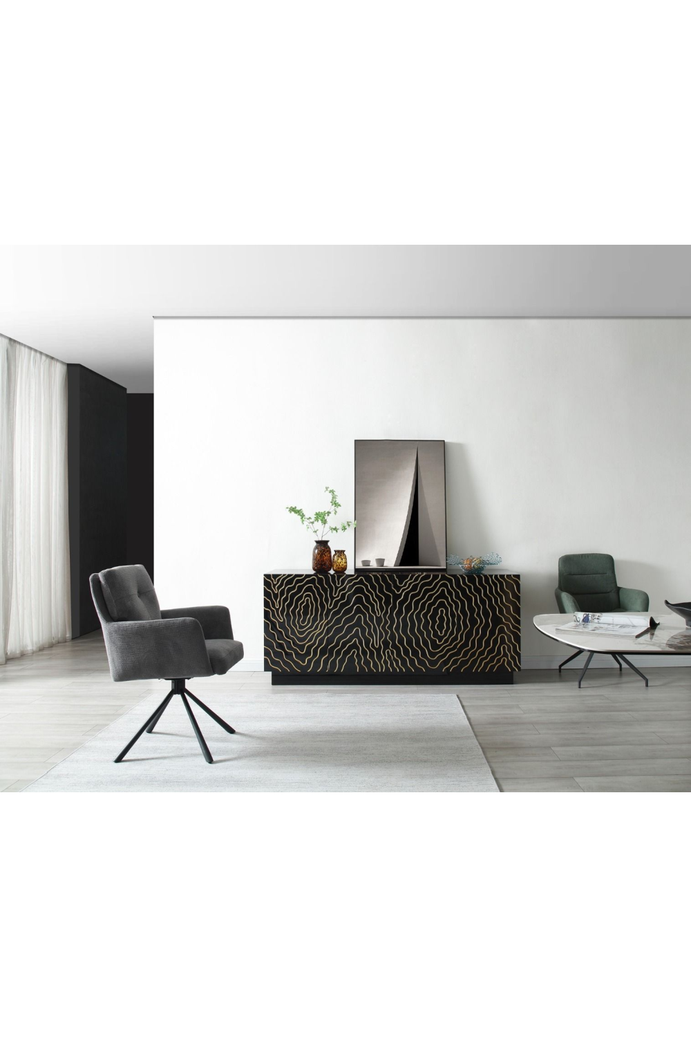 Gold Inlaid 4-Door Sideboard | Oroa.com