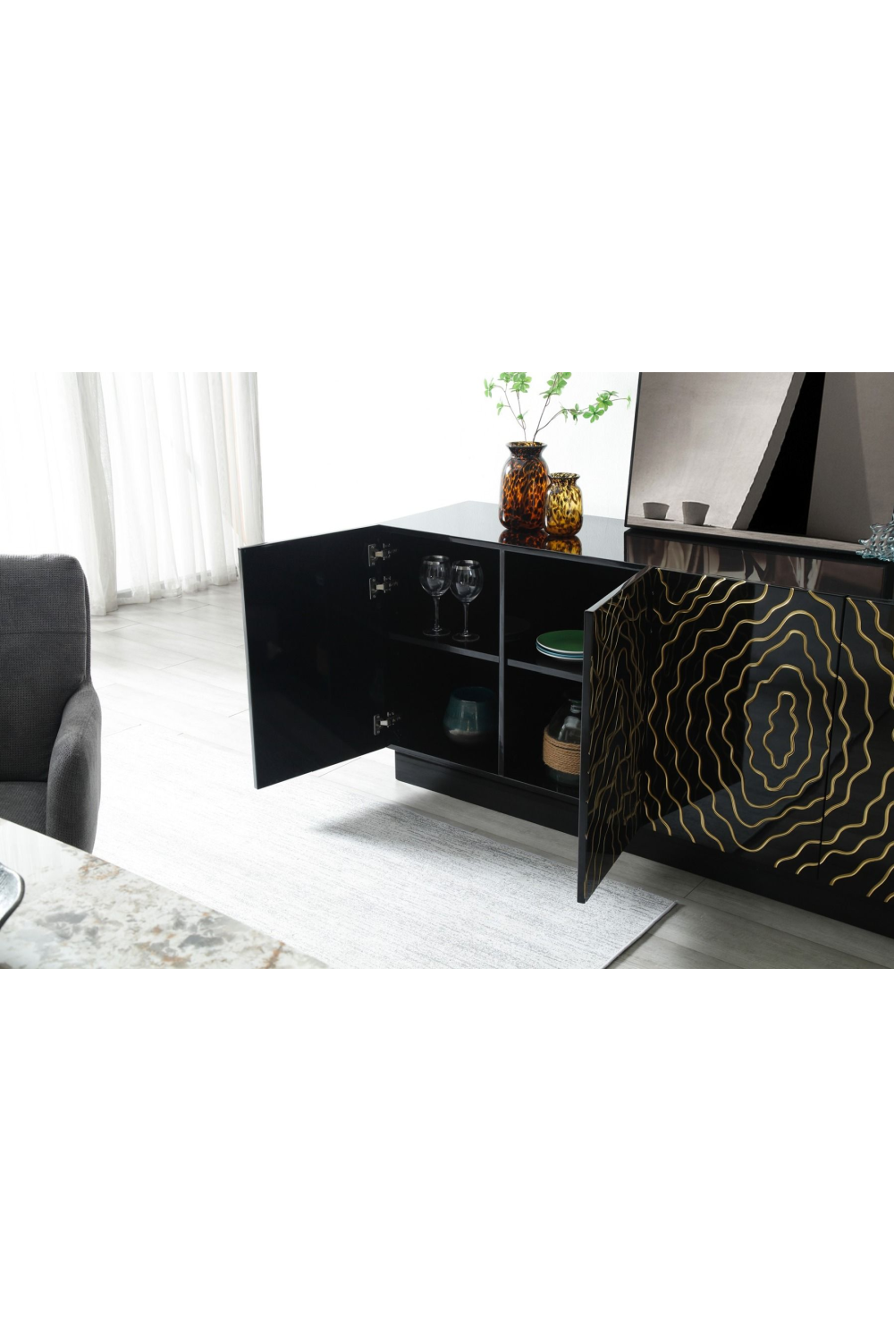 Gold Inlaid 4-Door Sideboard | OROA Modern Jonah | Oroa.com