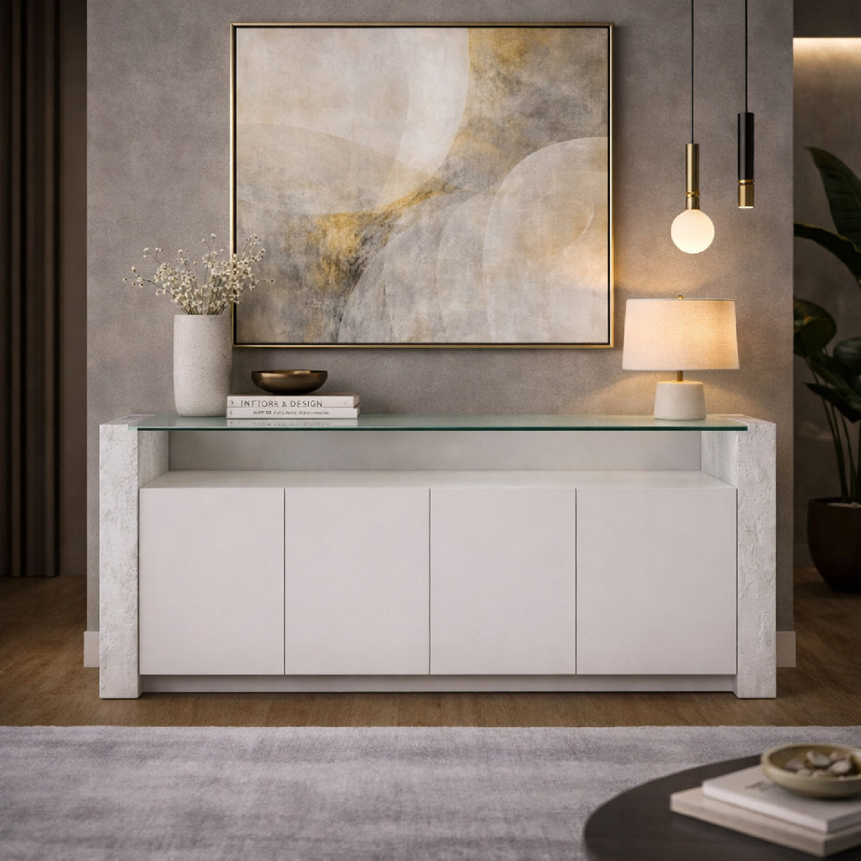 White Fiberglass Sideboard | Oroa.com