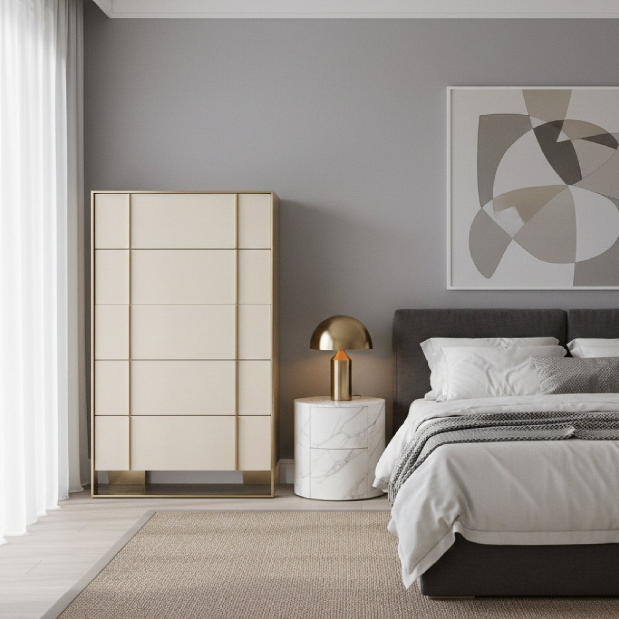 Beige Shagreen 5-Drawer Chest | OROA Modern Cartier | Oroa.com