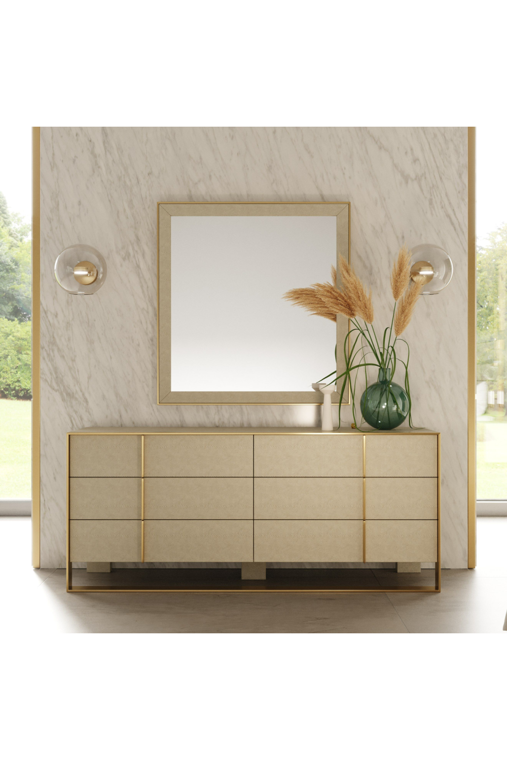 Beige Shagreen Mirror | Oroa.com